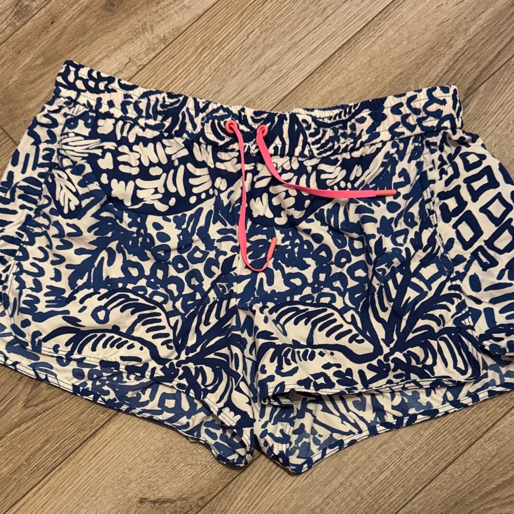 Lilly Pulitzer Blue and White Patterned Athletic Shorts